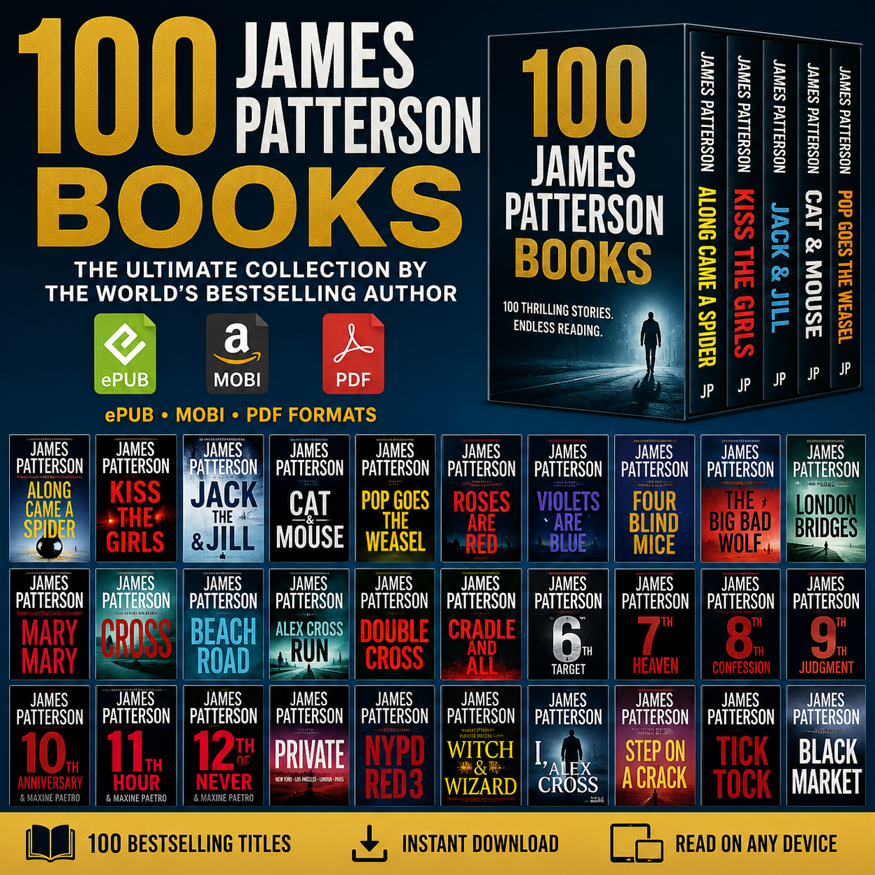 100 James Patterson books in ePUB/MOBI/PDF formats